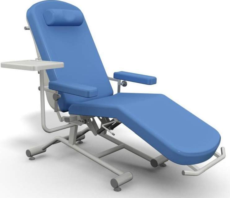 Fotel zabiegowy FoZa – Dona jest dedykowany stacjom krwiodawstwa. Może stanowić wyposażenie stacji dializ oraz chemioterapii.